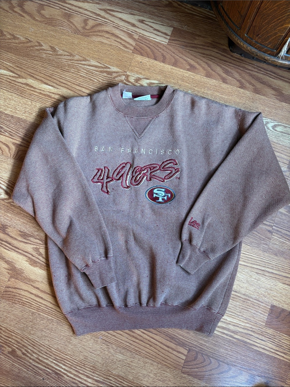 Vintage Lee San Francisco 49ers Brown Crewneck Sweatshirt with Red Logo